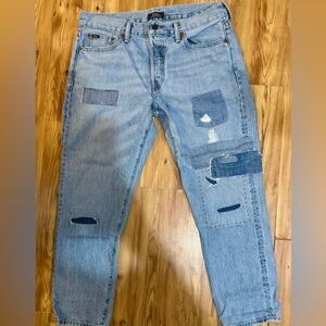 🎀 Ralph Lauren Light Blue Boyfriend Patched Jeans Size 29